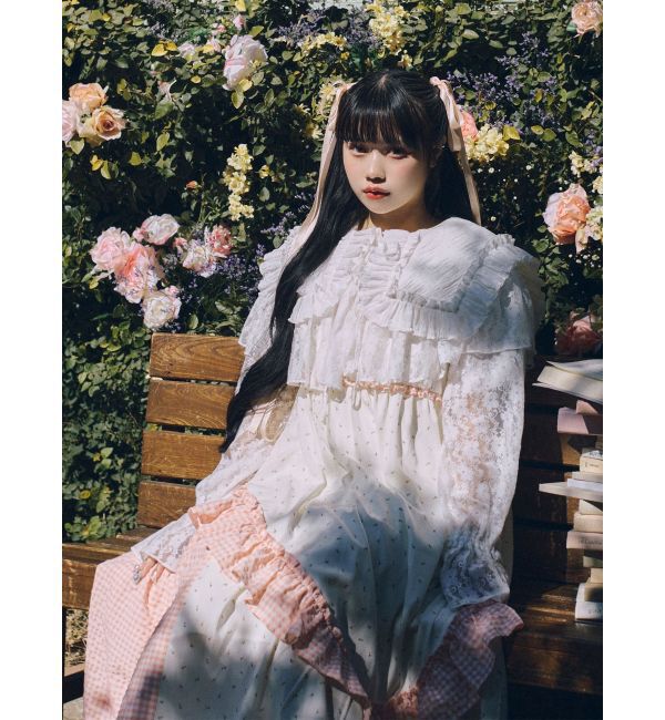 merry jenny「flower checkアシメワンピース」|ワンピース|