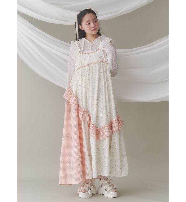 merry jenny「flower checkアシメワンピース」|ワンピース|