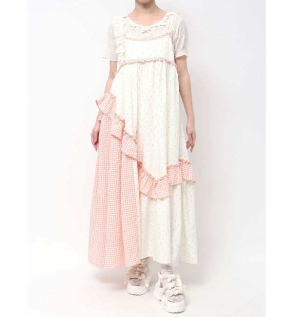 merry jenny「flower checkアシメワンピース」|ワンピース|