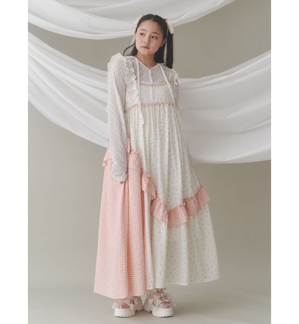 merry jenny「flower checkアシメワンピース」|ワンピース|