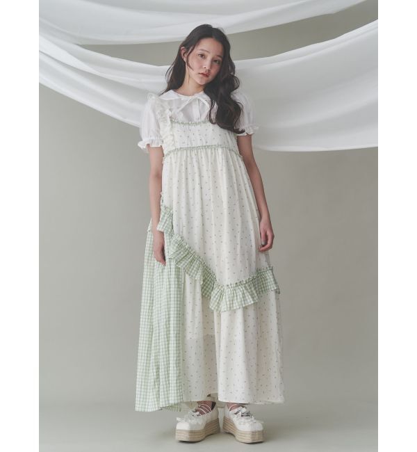 merry jenny「flower checkアシメワンピース」|ワンピース|