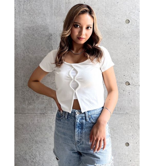 GYDA「フロントホールカットトップス」|Tシャツ・カットソー|