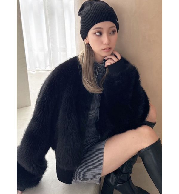 GYDA「RIBエコファーショートコート」|その他|ブラック