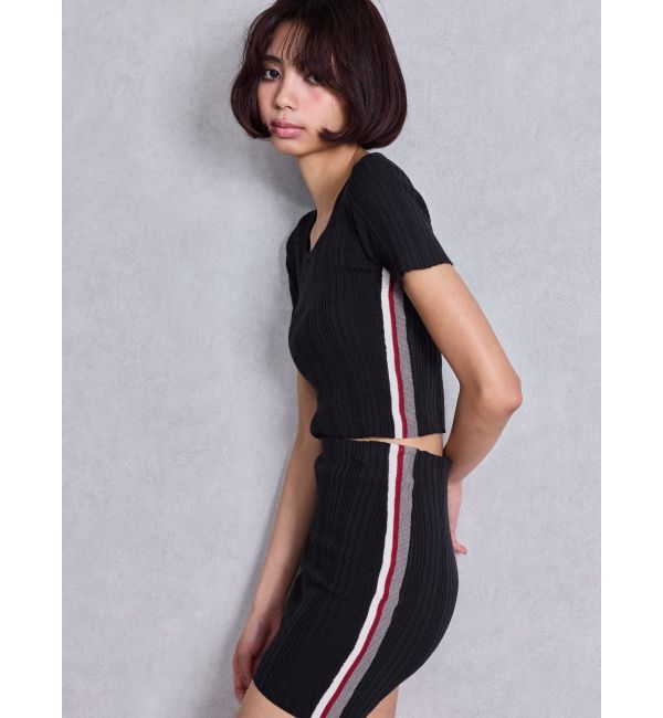 GYDA「サイドラインスカートライクニットショートパンツ」|スカート|