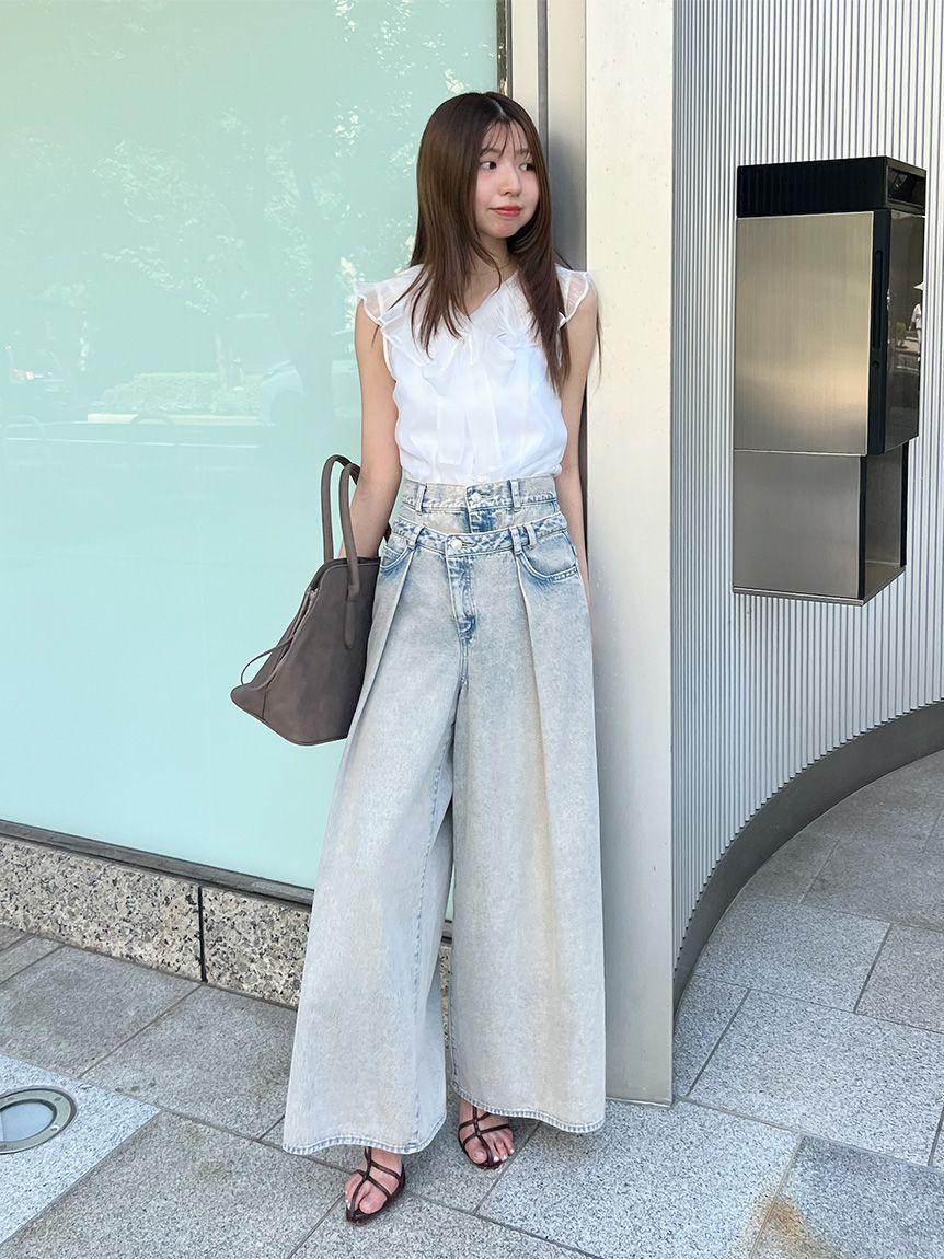 SNIDEL「ビッグカラーシアーブラウス」|シャツ・ブラウス|