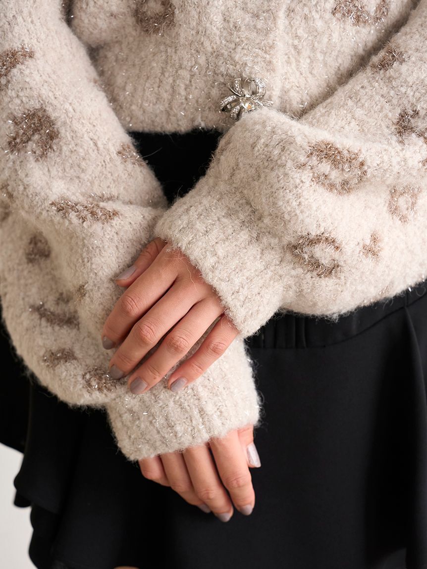 SNIDEL「ビジューリボンショートカーディガン」|カーディガン|