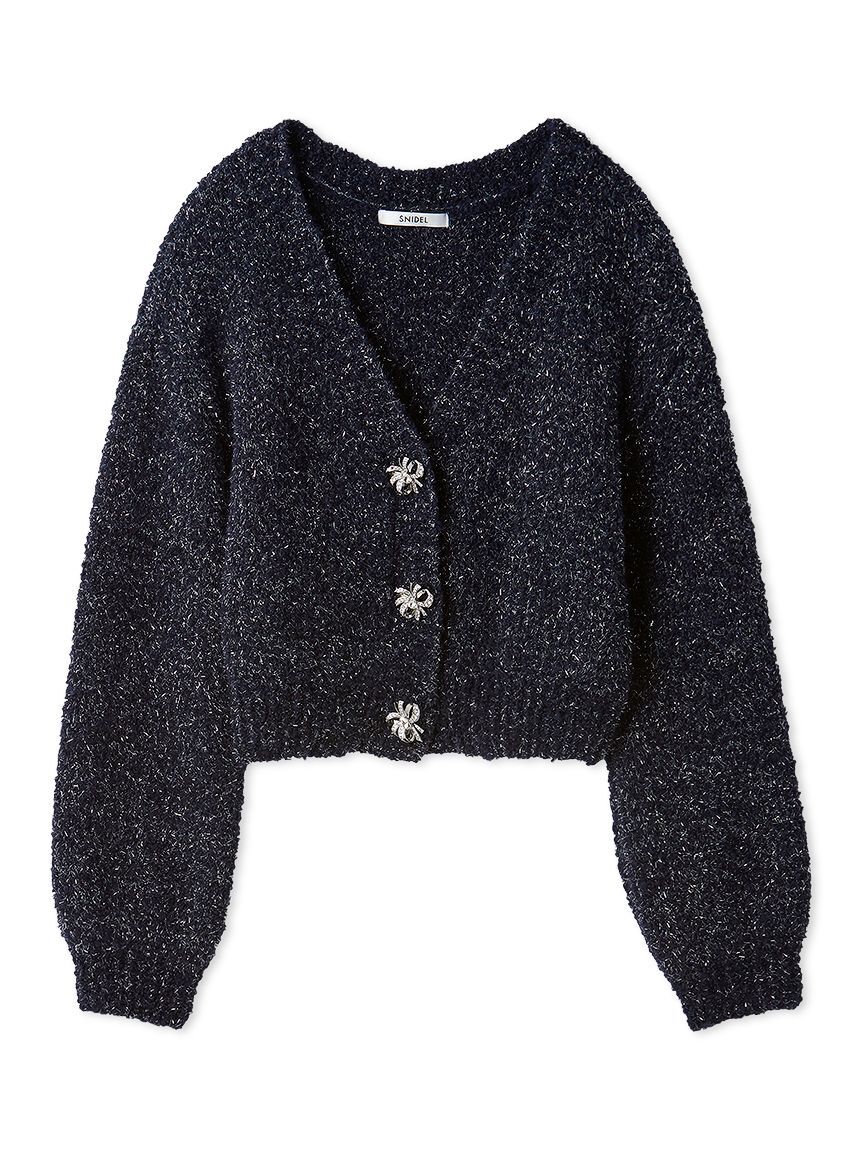 SNIDEL「ビジューリボンショートカーディガン」|カーディガン|NVY