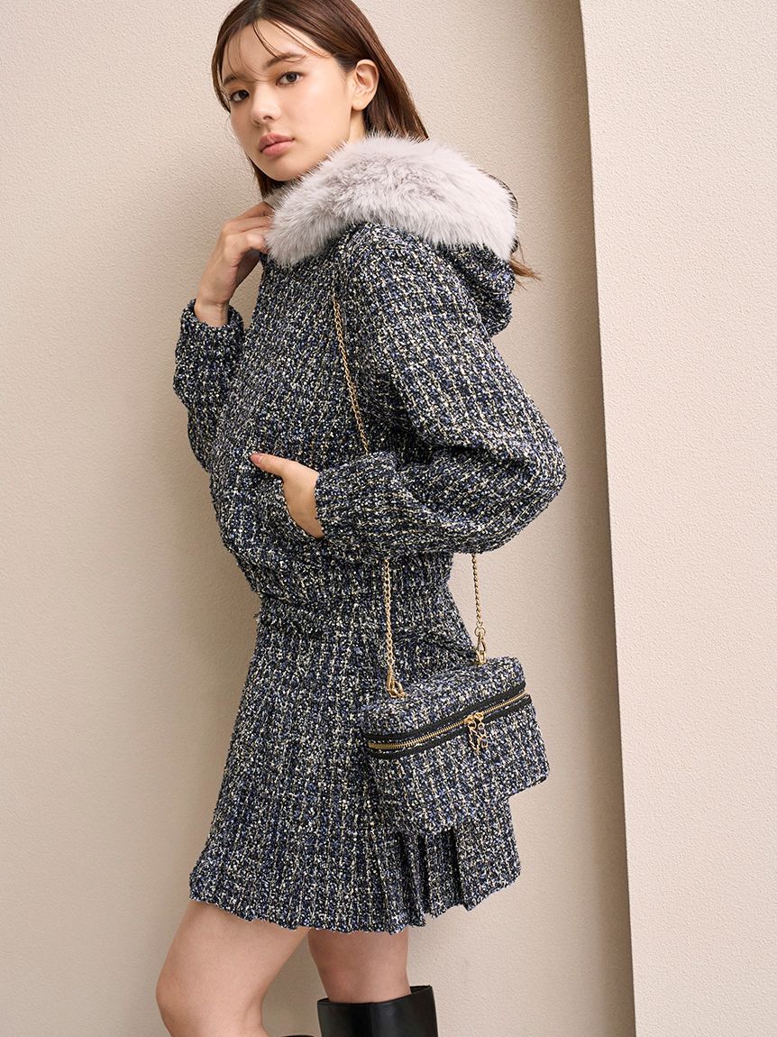 SNIDEL「ファー付きツイードブルゾン」|ブルゾン・スタジャン|