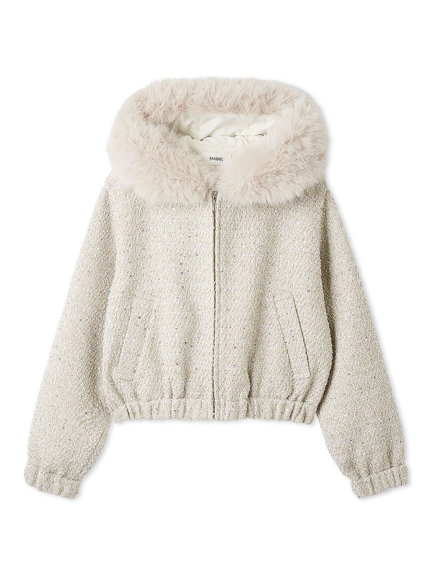 SNIDEL「ファー付きツイードブルゾン」|ブルゾン・スタジャン|