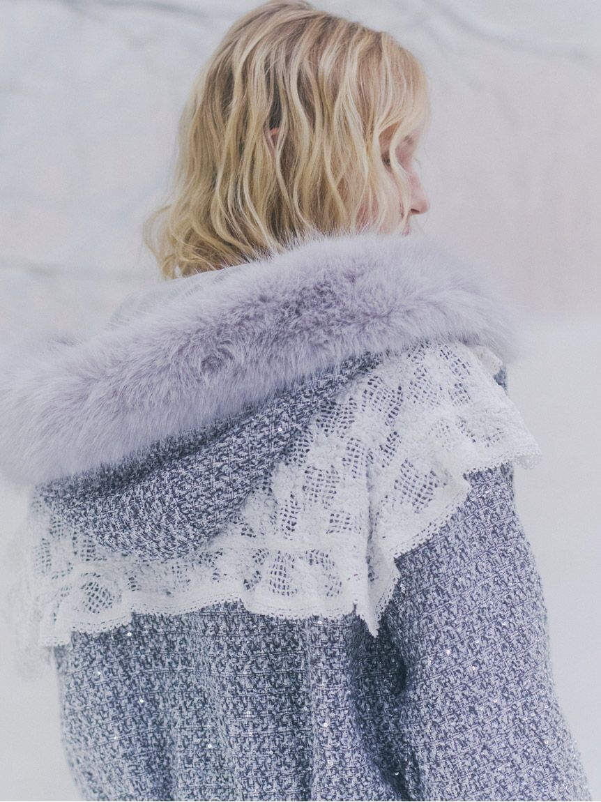 SNIDEL「ファー付きツイードブルゾン」|ブルゾン・スタジャン|