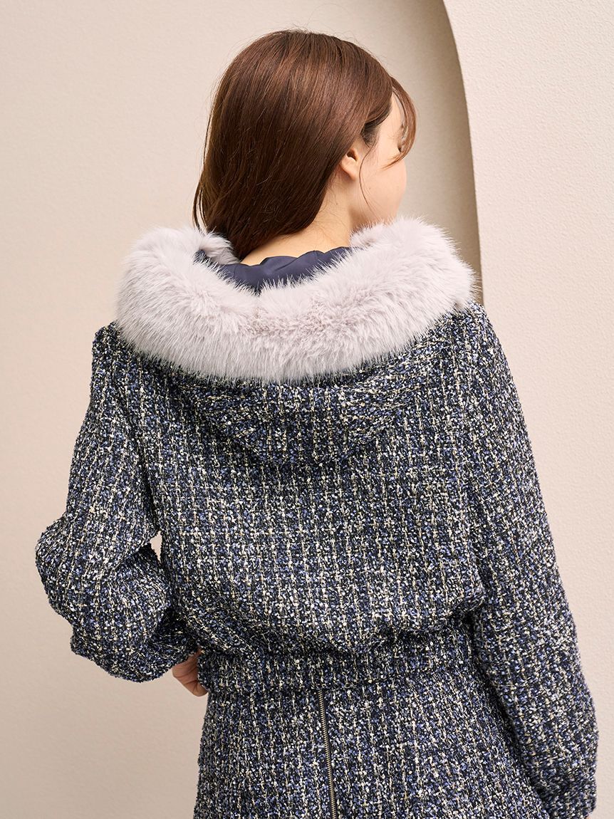 SNIDEL「ファー付きツイードブルゾン」|ブルゾン・スタジャン|