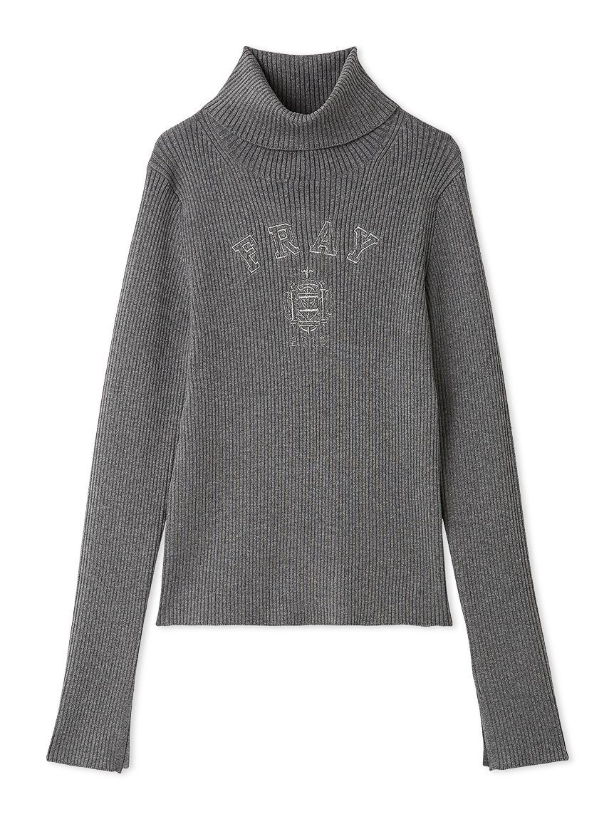 FRAY I.D「カレッジエンブロイダリーリブタートルニット」|ニット・セーター|GRY