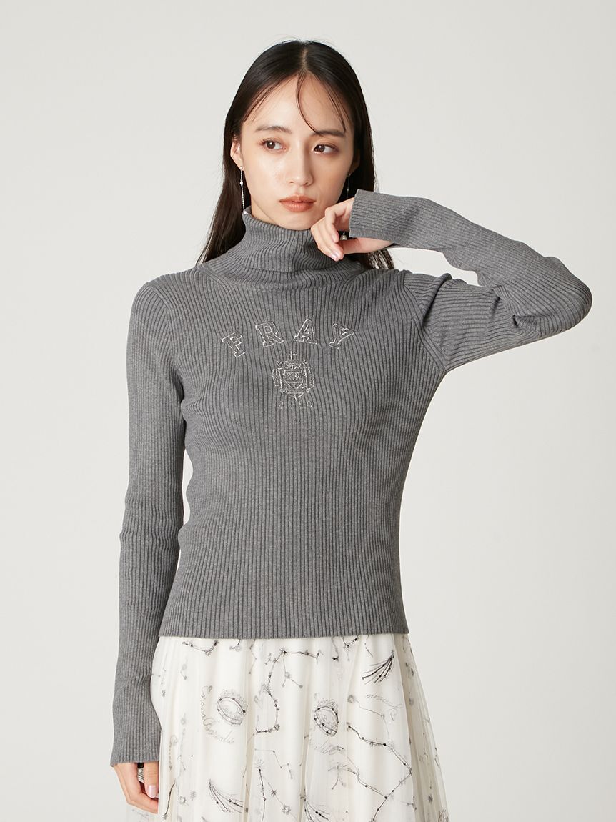 FRAY I.D「カレッジエンブロイダリーリブタートルニット」|ニット・セーター|