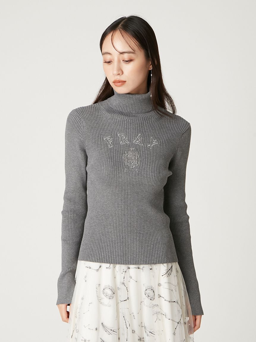 FRAY I.D「カレッジエンブロイダリーリブタートルニット」|ニット・セーター|