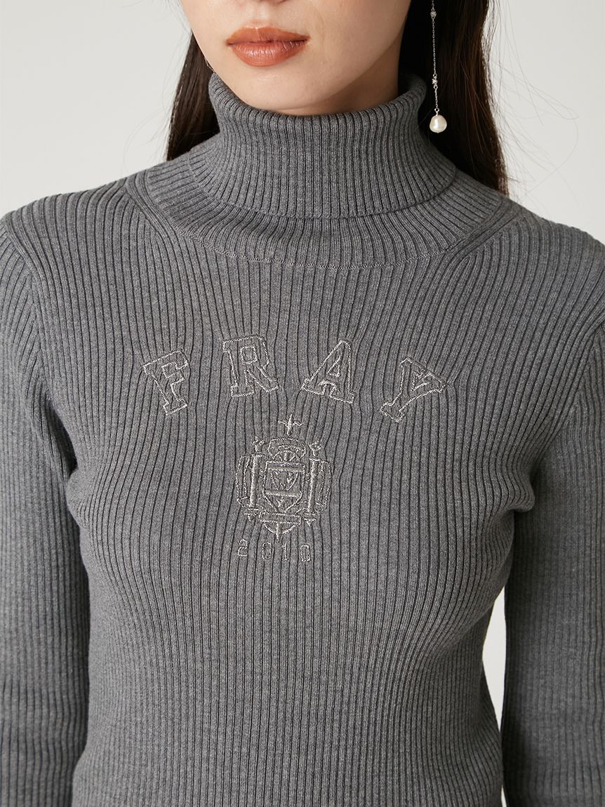 FRAY I.D「カレッジエンブロイダリーリブタートルニット」|ニット・セーター|