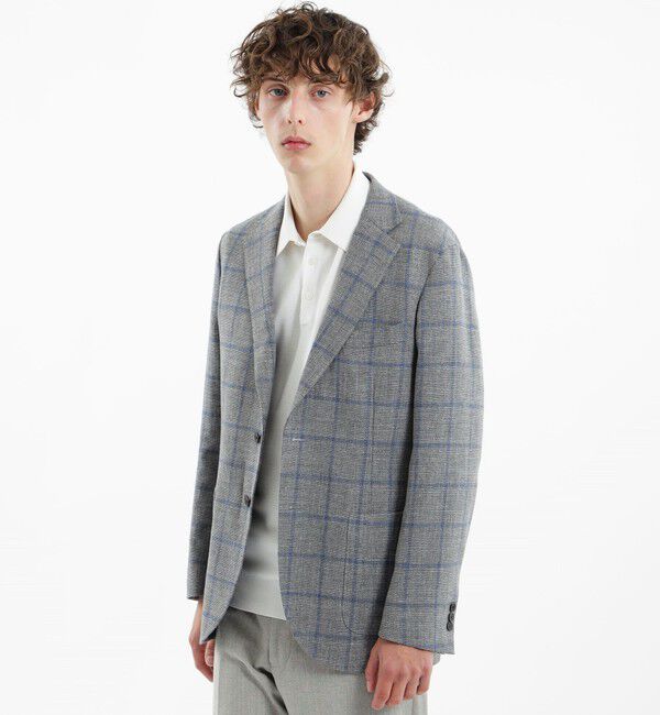 MACKINTOSH PHILOSOPHY「【WEB＆一部店舗限定】T.G. di Fabio ウール麻ホップサック 2PATCH JACKET」|テーラードジャケット|チャコールグレー