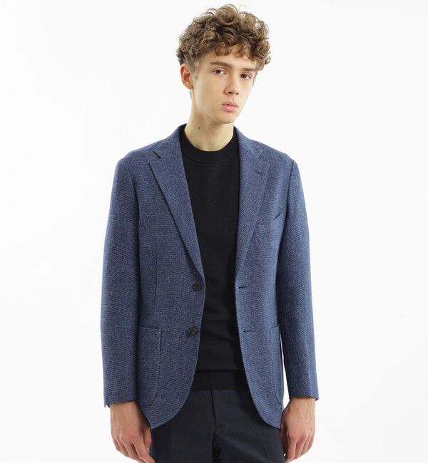 MACKINTOSH PHILOSOPHY「【WEB＆一部店舗限定】T.G. di Fabio ウール麻ホップサック 2PATCH JACKET」|テーラードジャケット|ブルー