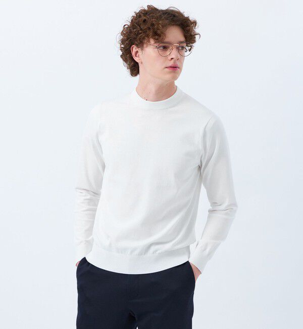 MACKINTOSH PHILOSOPHY「TEXBRIDプレーティング セミモックネックプルオーバーニット」|ニット・セーター|ホワイト
