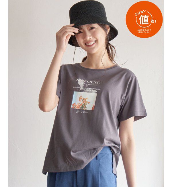 ikka「ロゴフォトプリントＴ」|Tシャツ・カットソー|チャコール