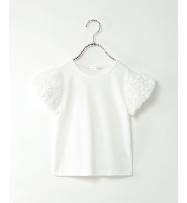 ikka kids「フラワー柄チュールパフスリーブTシャツ（120~160cm）」|Tシャツ・カットソー|