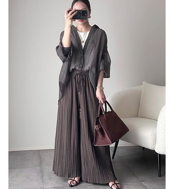 ikka「さらっとプリーツワイドパンツ」|その他|