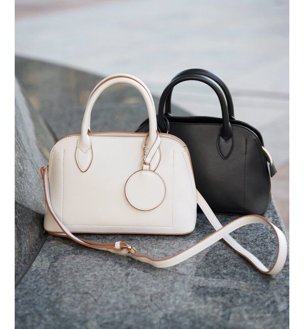 ikka「合皮2WAYボストンミラー付きトートバッグ」|その他|オフホワイト