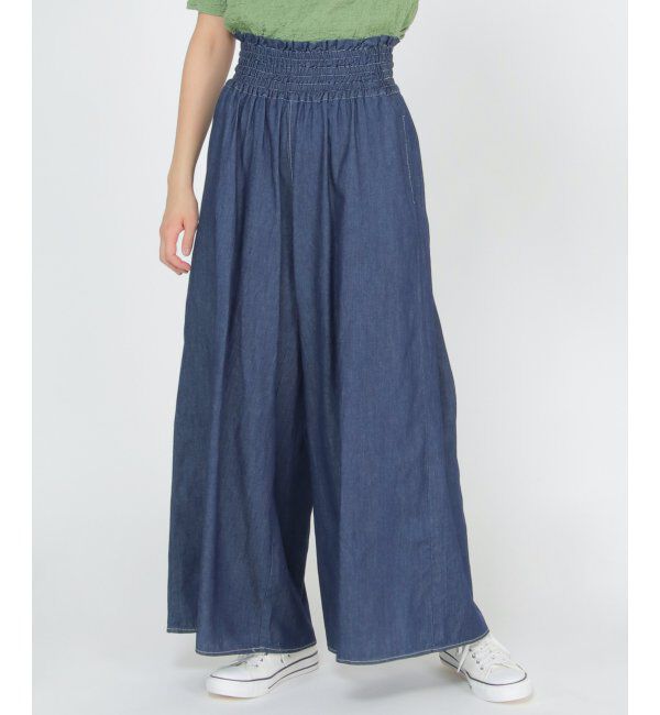 Lbc with Life「シャーリングワイドパンツ」|その他|ネイビー