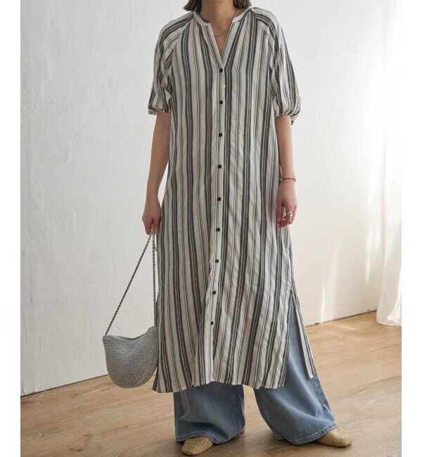 Lbc with Life「ストライプガウンワンピース」|ワンピース|ブラック