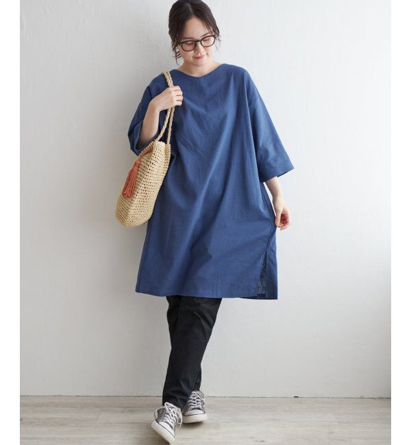 Lbc with Life「リネン混サックワンピース」|ワンピース|