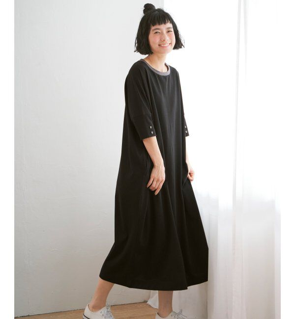 Lbc with Life「配色カットゆるワンピース」|ワンピース|ブラック