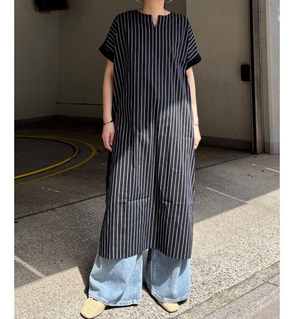 Lbc with Life「布帛切り替えキーネックワンピース」|ワンピース|ブラック