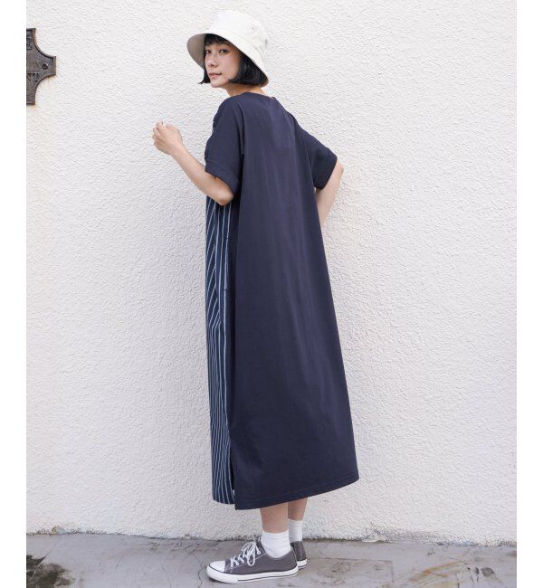 Lbc with Life「布帛切り替えキーネックワンピース」|ワンピース|
