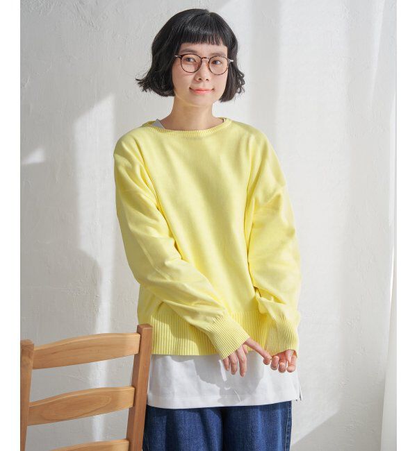 Lbc with Life「コットンPドロップショルダーニット」|カーディガン|イエロー