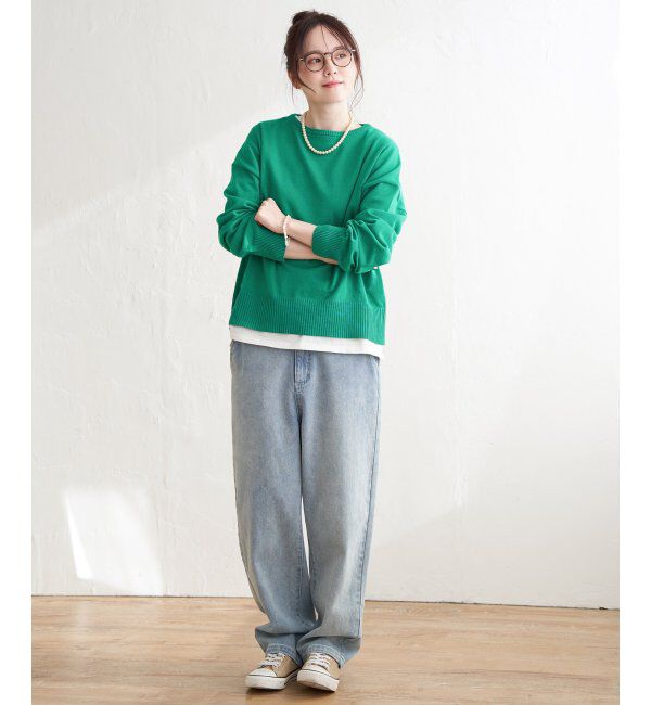 Lbc with Life「コットンPドロップショルダーニット」|カーディガン|