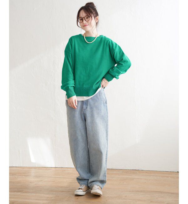 Lbc with Life「コットンPドロップショルダーニット」|カーディガン|