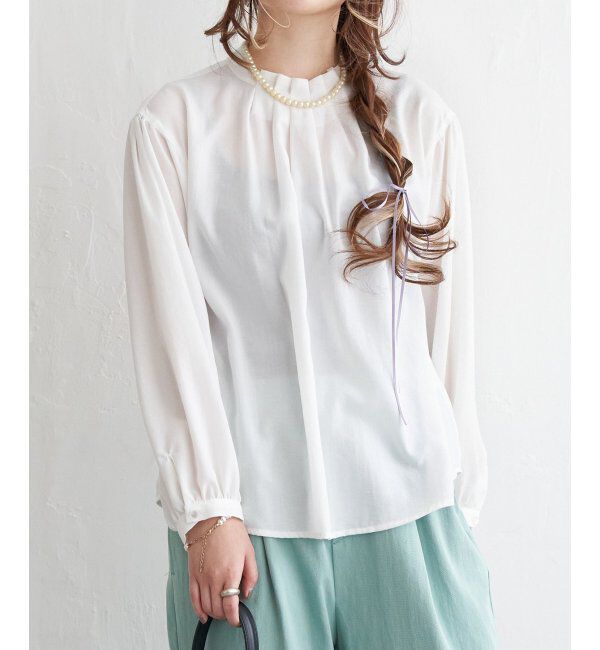 Lbc with Life「襟タックブラウス」|シャツ・ブラウス|ホワイト