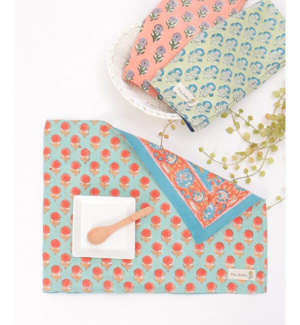 Lbc with Life「ランチマットブロックプリント」|食器・キッチングッズ|ターコイズブルー