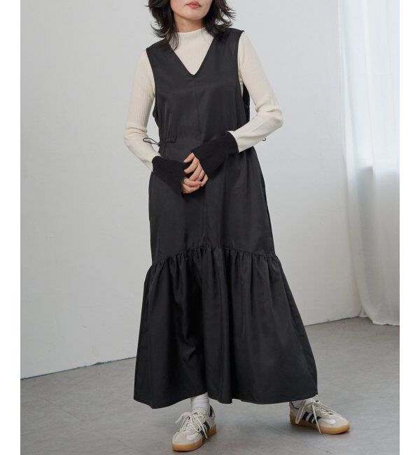 VENCE share style「ツイル切替ジャンスカ」|スカート|ブラック