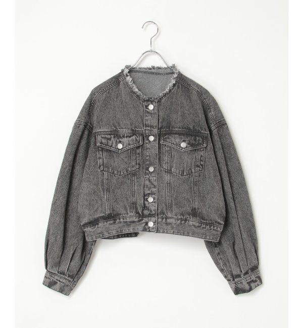 VENCE share style「デニムノーカラーGジャン」|ブルゾン・スタジャン|