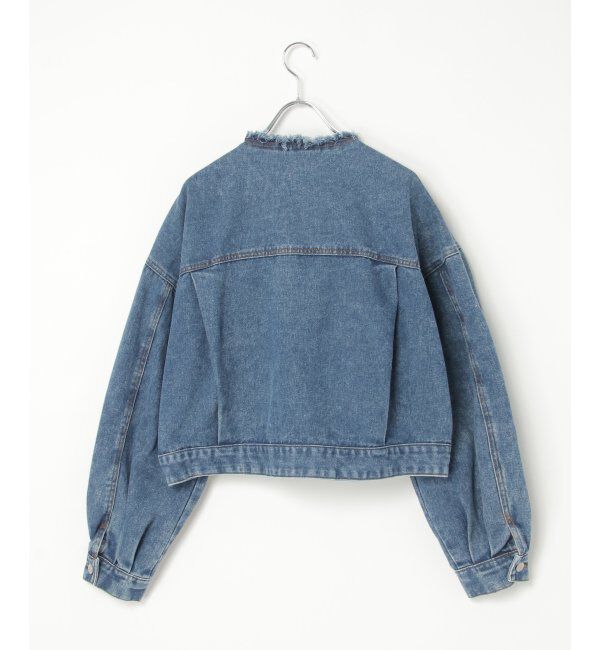 VENCE share style「デニムノーカラーGジャン」|ブルゾン・スタジャン|