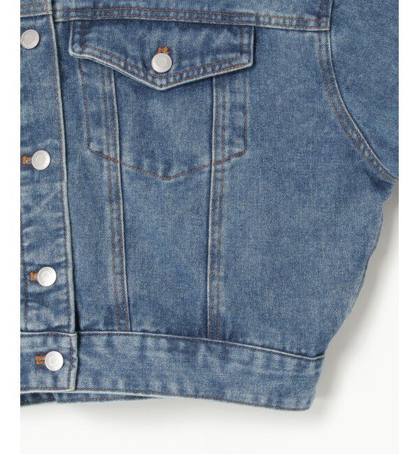 VENCE share style「デニムノーカラーGジャン」|ブルゾン・スタジャン|