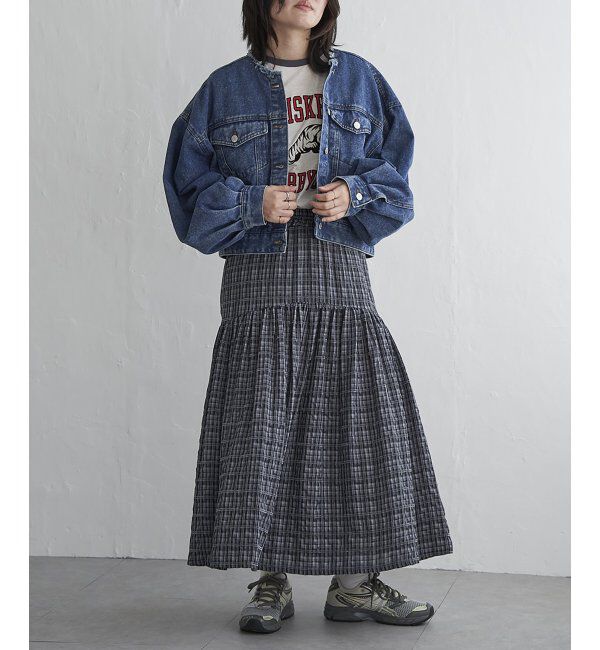 VENCE share style「デニムノーカラーGジャン」|ブルゾン・スタジャン|