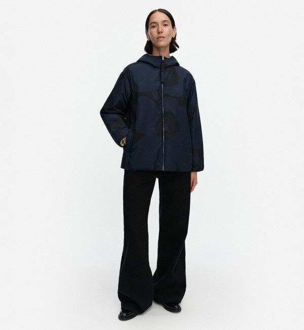 Marimekko「【日本限定】Vektori Unikko リバーシブルコート」|その他|ﾌﾞﾗｯｸ&times;ﾀﾞｰｸﾌﾞﾙｰ