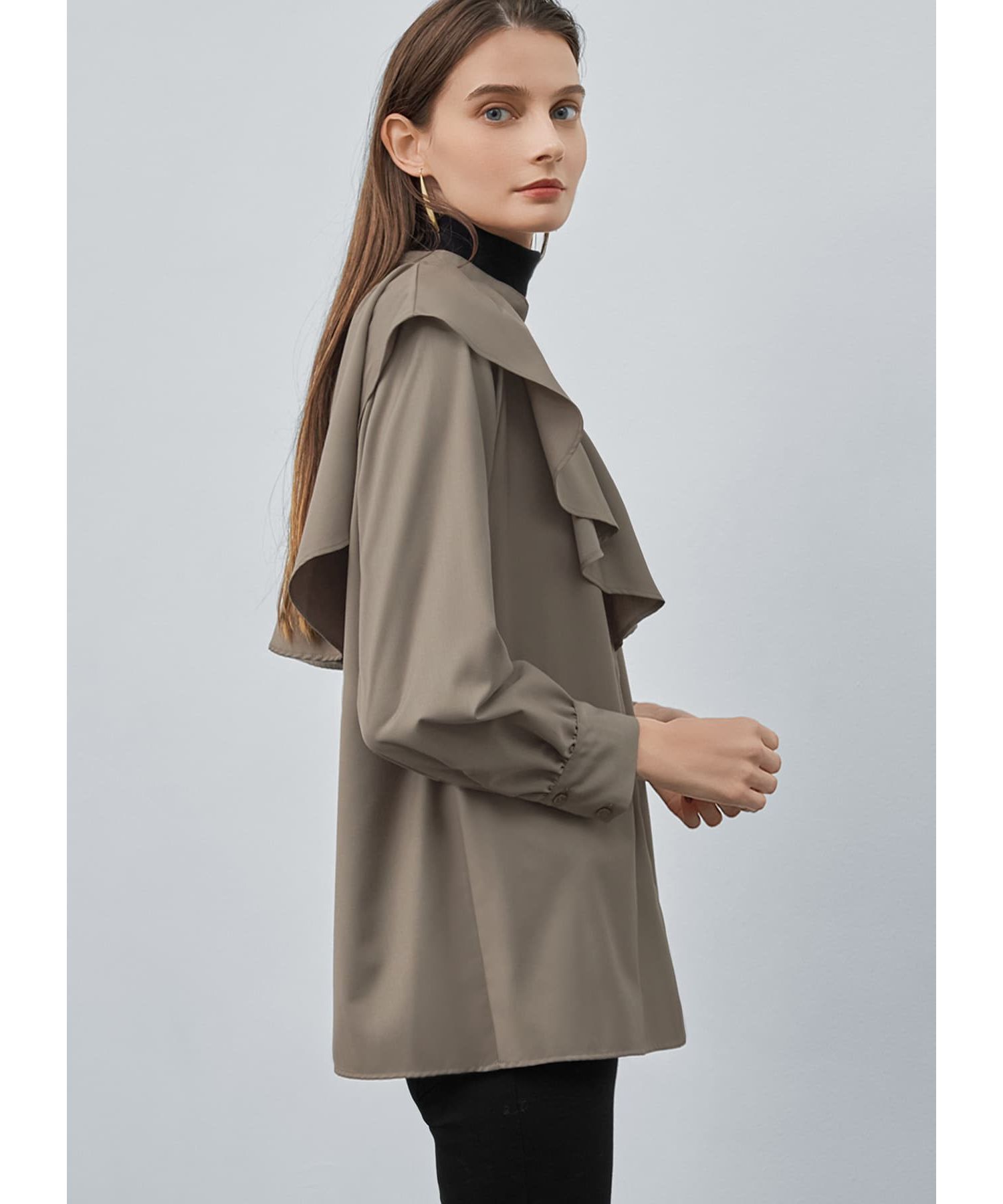 STYLE DELI「【LUXE】 シワFREEケープ風フリルブラウス」|シャツ・ブラウス|