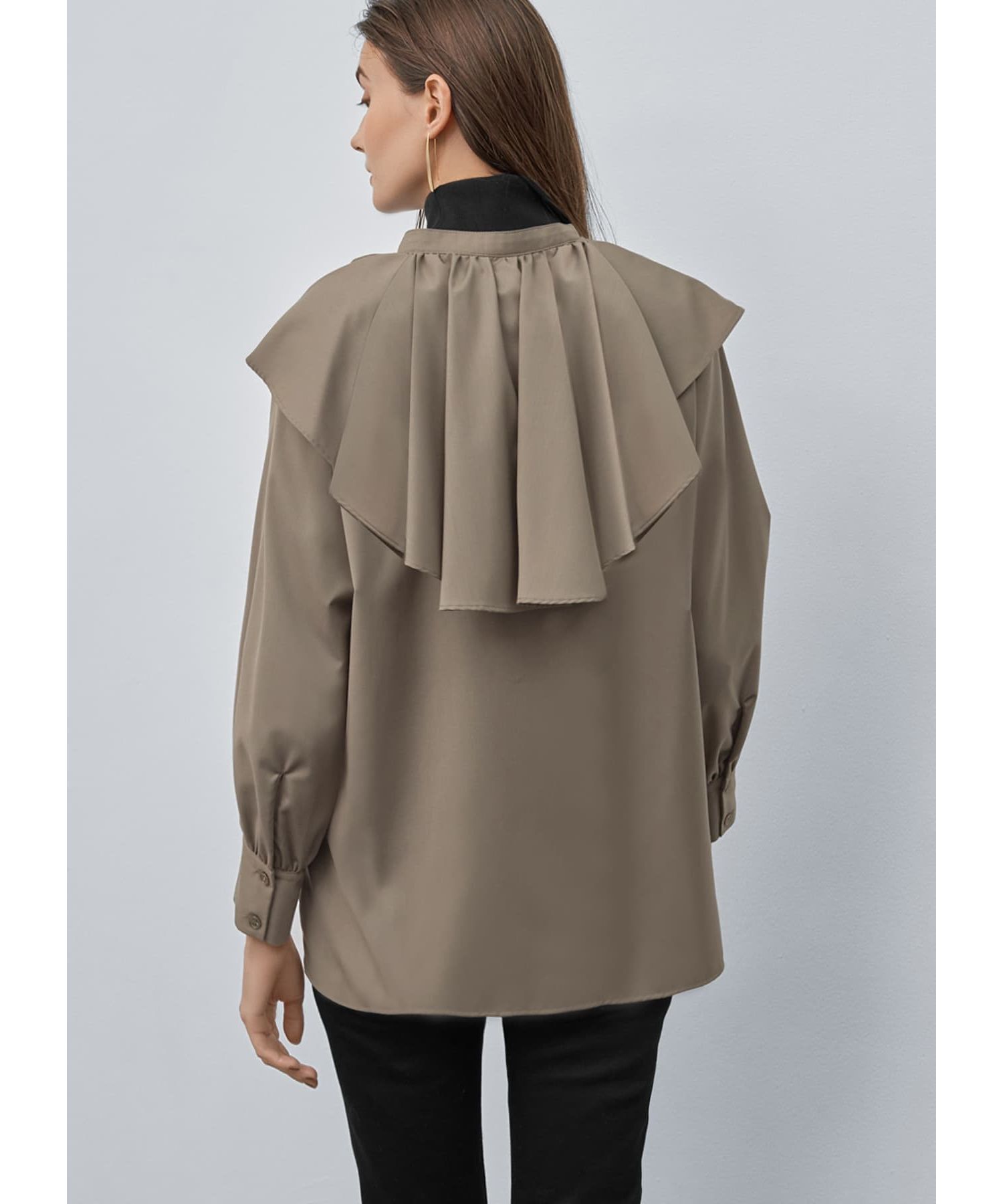 STYLE DELI「【LUXE】 シワFREEケープ風フリルブラウス」|シャツ・ブラウス|