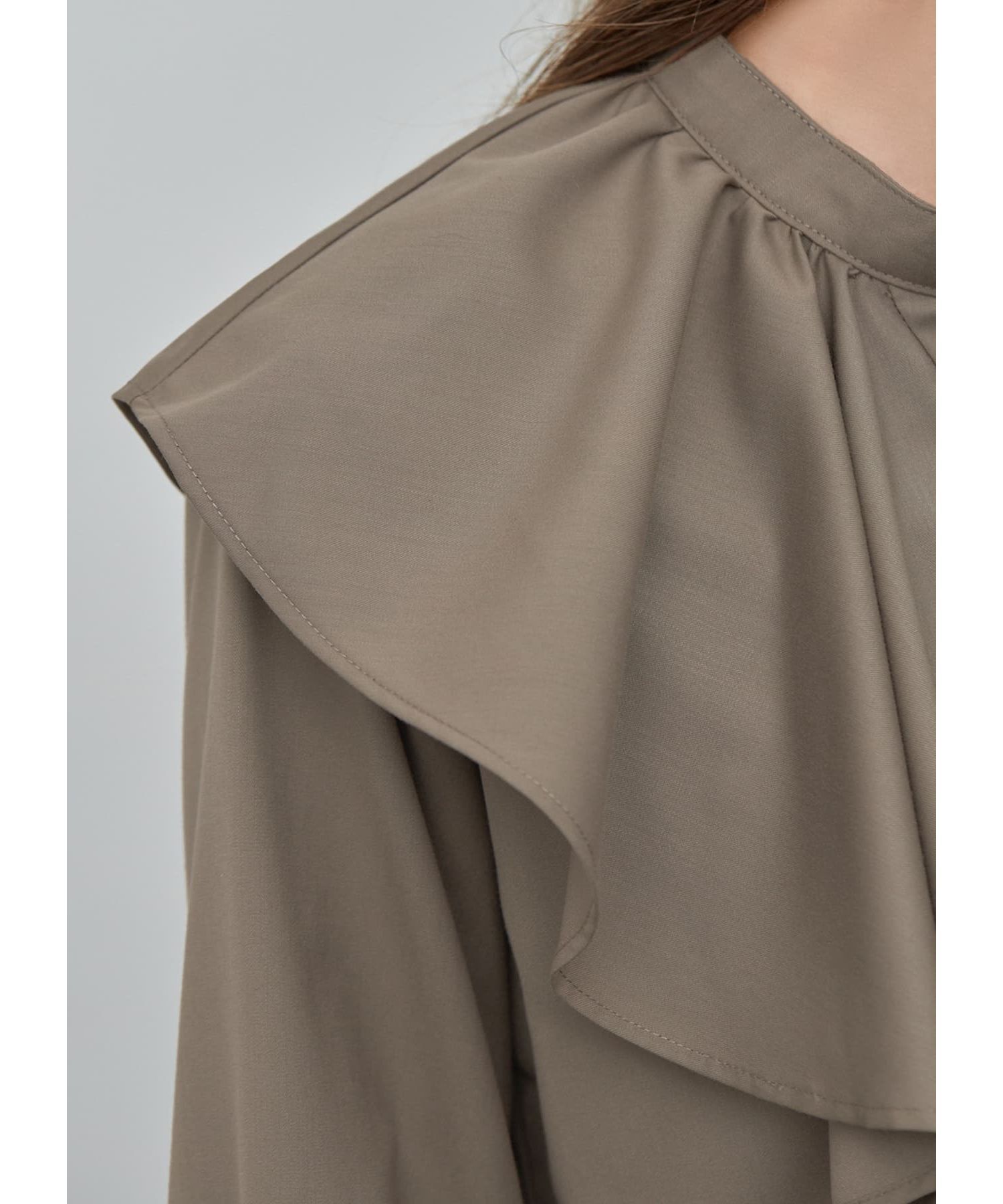 STYLE DELI「【LUXE】 シワFREEケープ風フリルブラウス」|シャツ・ブラウス|