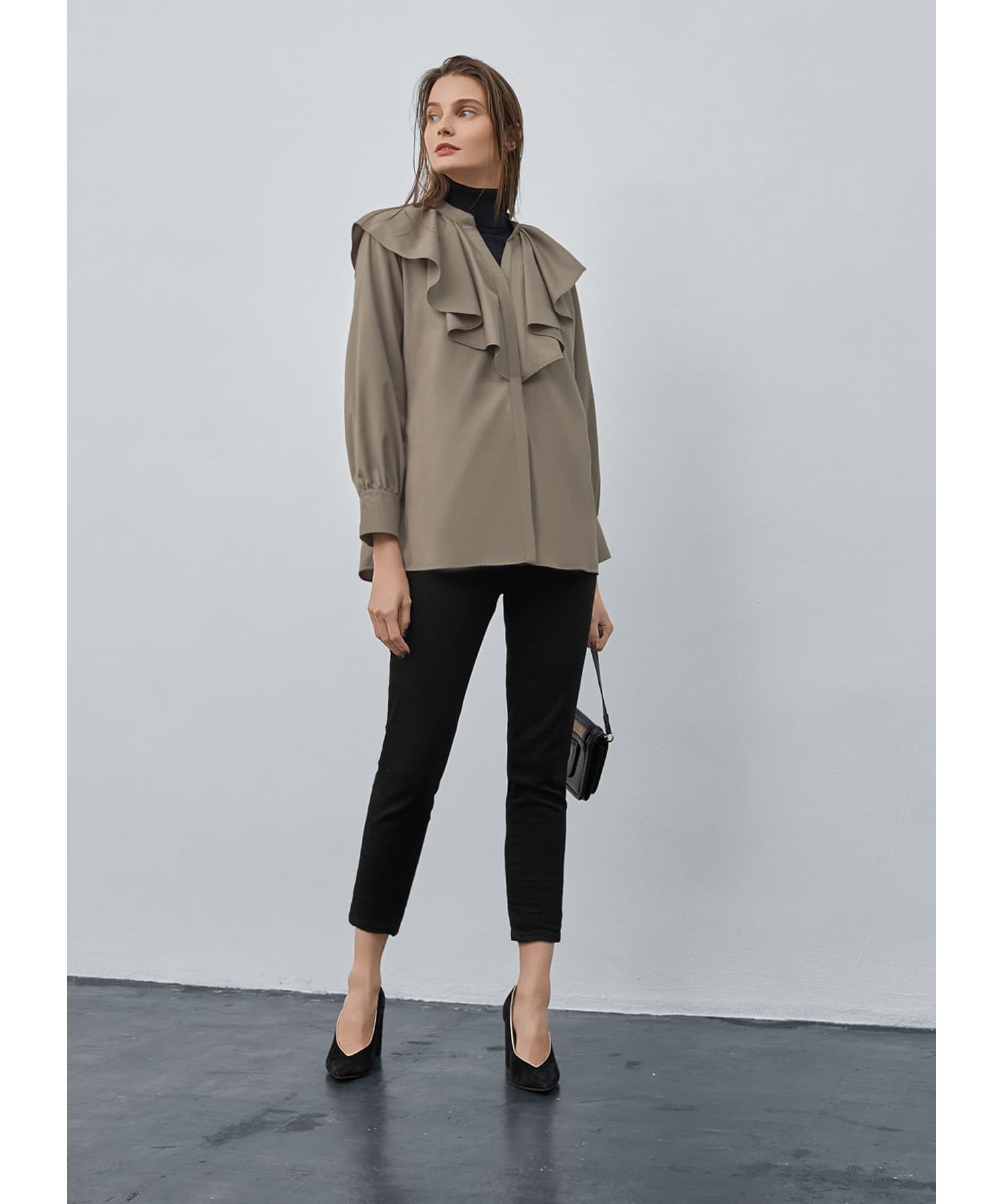 STYLE DELI「【LUXE】 シワFREEケープ風フリルブラウス」|シャツ・ブラウス|