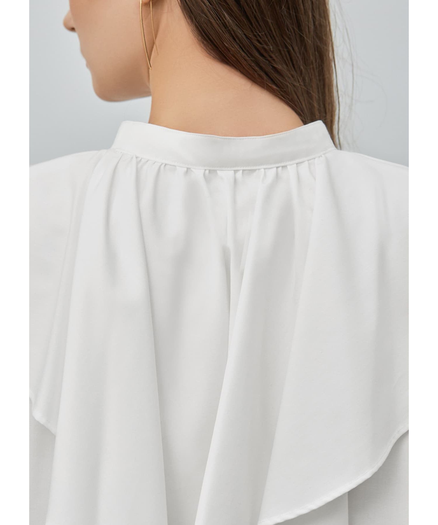 STYLE DELI「【LUXE】 シワFREEケープ風フリルブラウス」|シャツ・ブラウス|