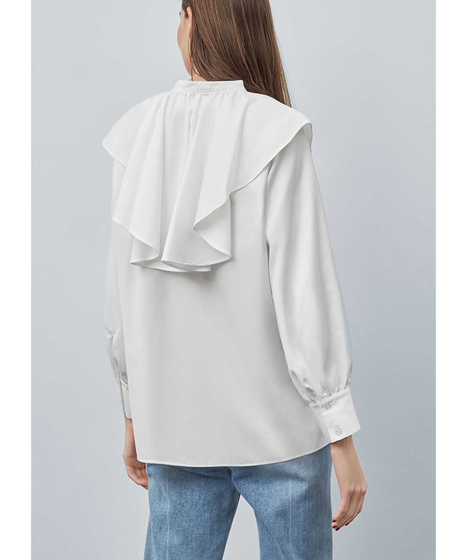 STYLE DELI「【LUXE】 シワFREEケープ風フリルブラウス」|シャツ・ブラウス|