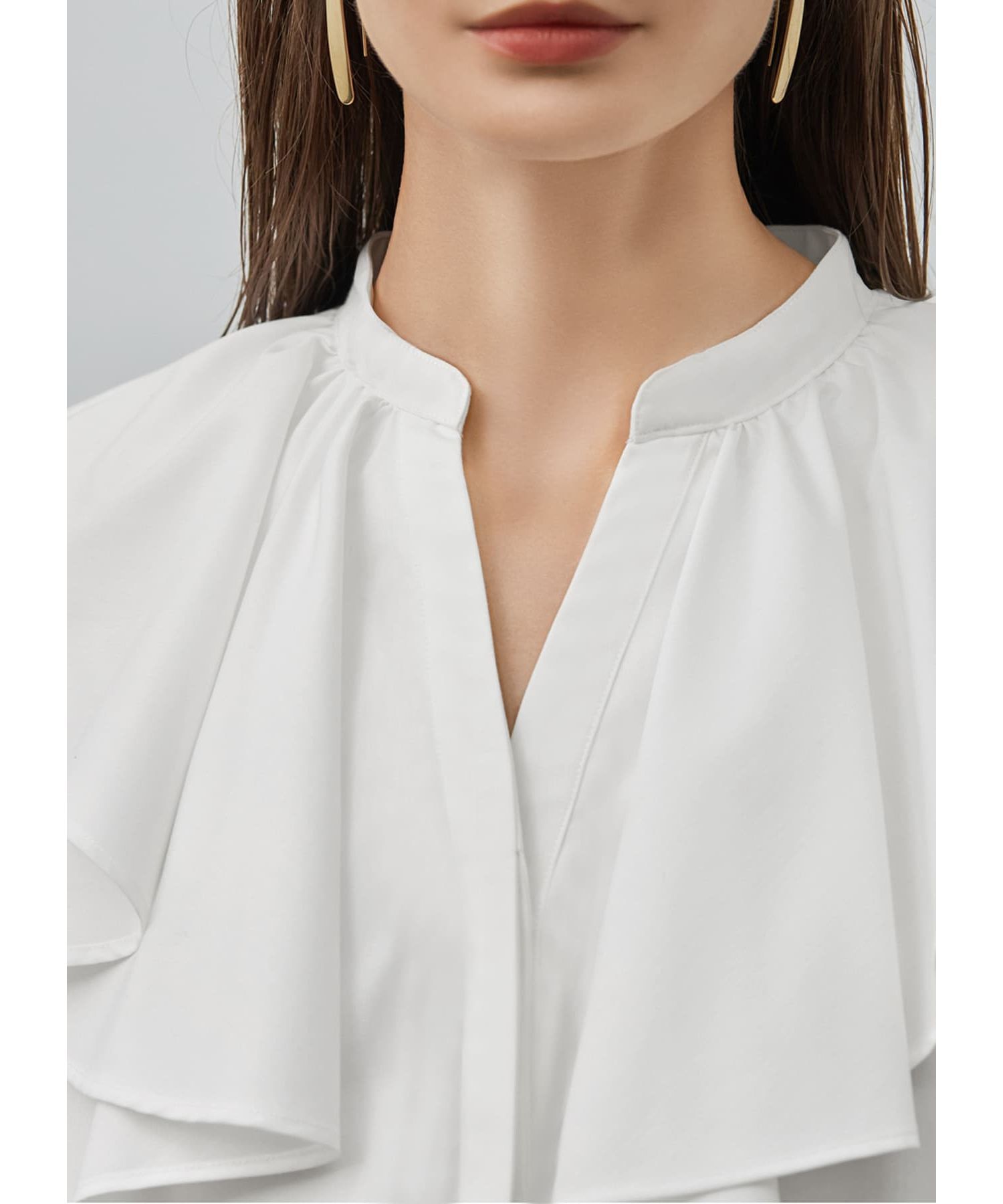 STYLE DELI「【LUXE】 シワFREEケープ風フリルブラウス」|シャツ・ブラウス|